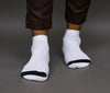 Men's Cotton White - Black Casual Ribbed Ankle Length Socks