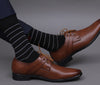 Men's Premium Cotton Striped Black & White Color Full Length Socks For Men - Pack of 2 Pair