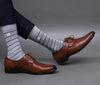Men's Premium Cotton Striped Navy-Blue & Still-Gray Color Full Length Socks For Men - Pack of 2 Pair