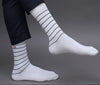 Men's Premium Cotton Striped Black & White Color Full Length Socks For Men - Pack of 2 Pair
