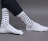 Men's Premium Cotton Striped Black & White Color Full Length Socks For Men - Pack of 2 Pair