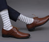 Men's Premium Cotton Striped Black & White Color Full Length Socks For Men - Pack of 2 Pair